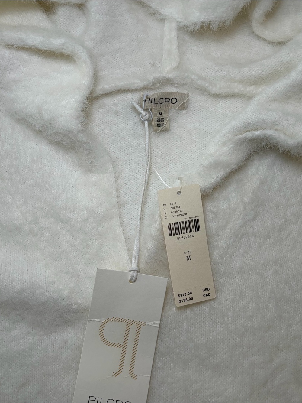 PILCRO by Anthropologie Fuzzy Hooded Sweater Pullover Cozy Y2K Boho NWT Sz M - Picture 4 of 7